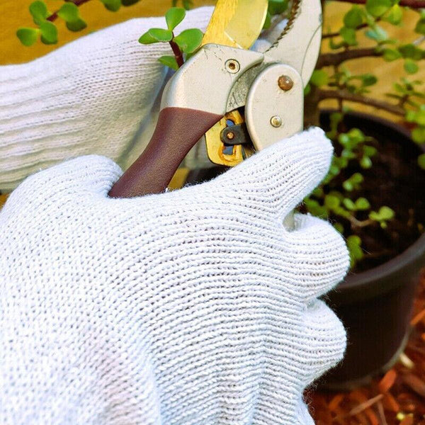 White Cotton Work Gloves Knitted Heavy Duty For Gardening Or Warehouse Use 5 Pairs Gardening Gloves & Knee Pads