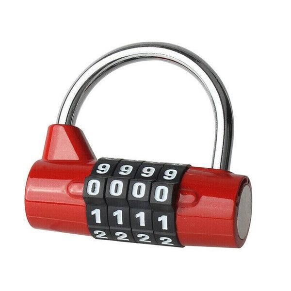 4 Digit Combination Padlock Wide Shackle Password Lock For Locker Or Luggage Red Combination Padlocks