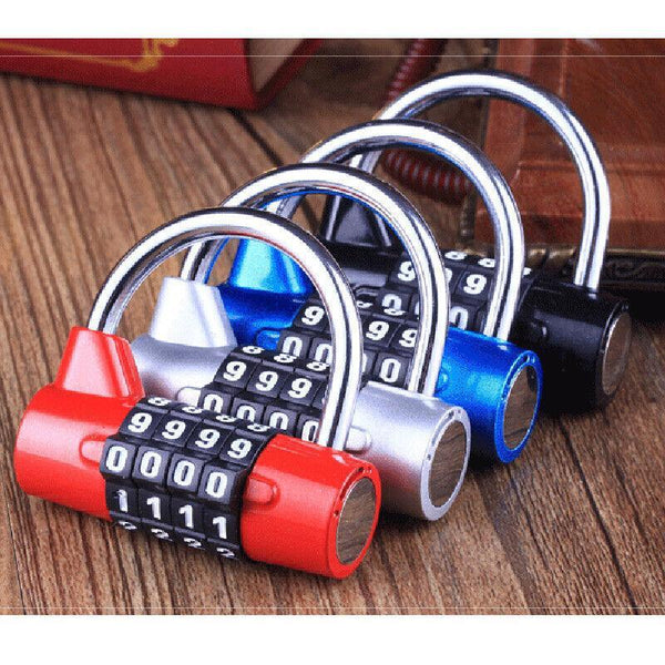 4 Digit Combination Padlock Wide Shackle Password Lock For Locker Or Luggage Red Combination Padlocks