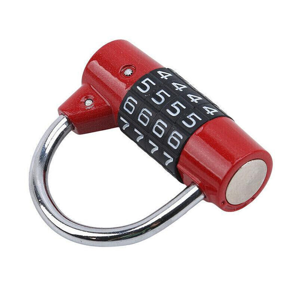 4 Digit Combination Padlock Wide Shackle Password Lock For Locker Or Luggage Red Combination Padlocks