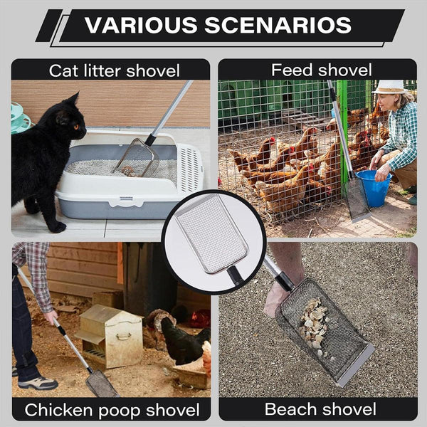 2Pcs Long Handle Pet Litter Scoop Climbing Chicken Beach For Cats Dogs Pooper Scooper & Bags