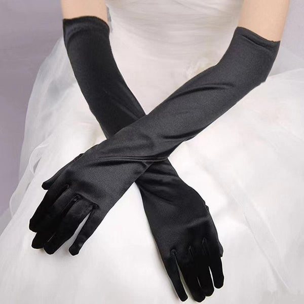 Elegant Long Satin Opera Gloves For Prom Party Wedding Costume Or Formal Dress Red Gloves & Mittens