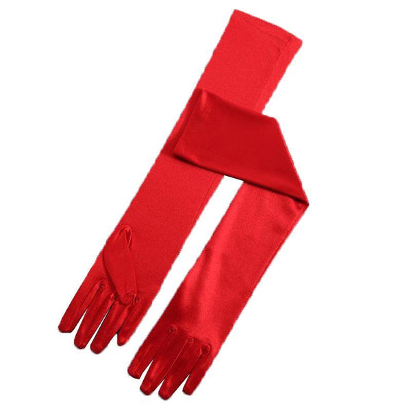 Elegant Long Satin Opera Gloves For Prom Party Wedding Costume Or Formal Dress Red Gloves & Mittens