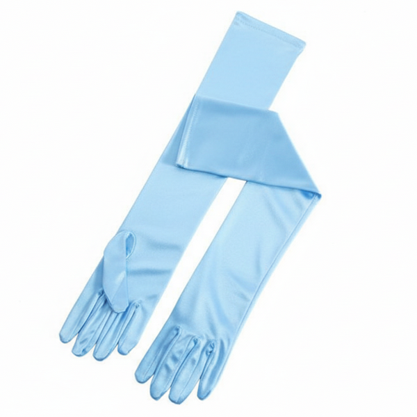Elegant Long Satin Opera Gloves For Prom Party Wedding Costume Or Formal Dress Light Blue Gloves & Mittens