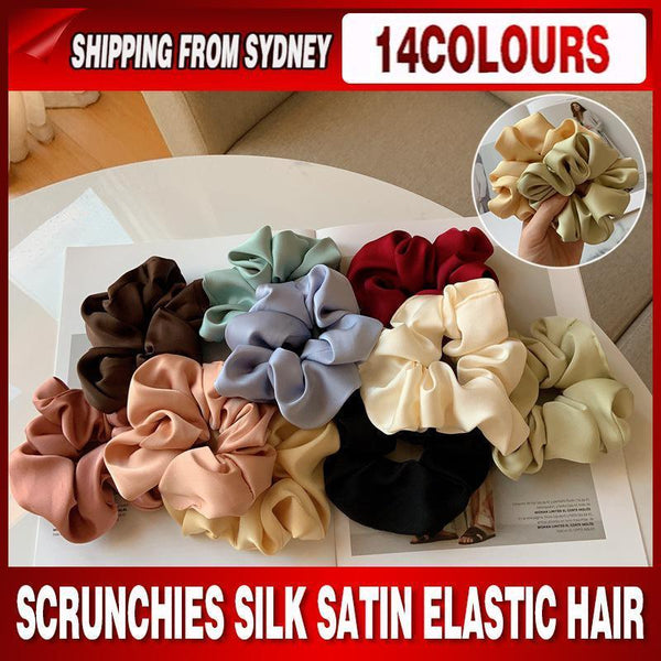 Large Scrunchies Silk Satin Elastic Hair Bands Rope Tie Ponytail Accessory Blue Hair Accessories