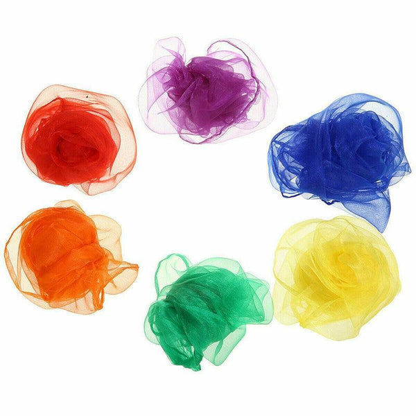12Pcs Gradient Juggling Silk Dance Tricks Dancing Props Scarves Chiffon Au Magic