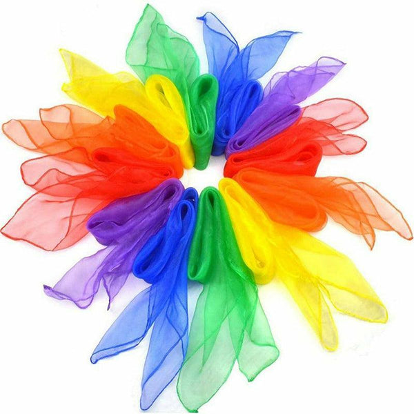12Pcs Gradient Juggling Silk Dance Tricks Dancing Props Scarves Chiffon Au Magic
