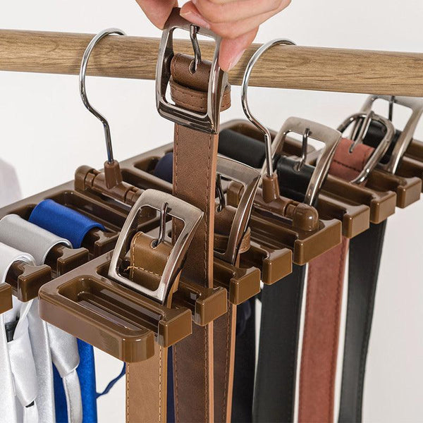 10 Slot Tie And Belt Hanger For Wardrobe Mens Closet Rack Organiser Hook Black Coat & Hat Racks