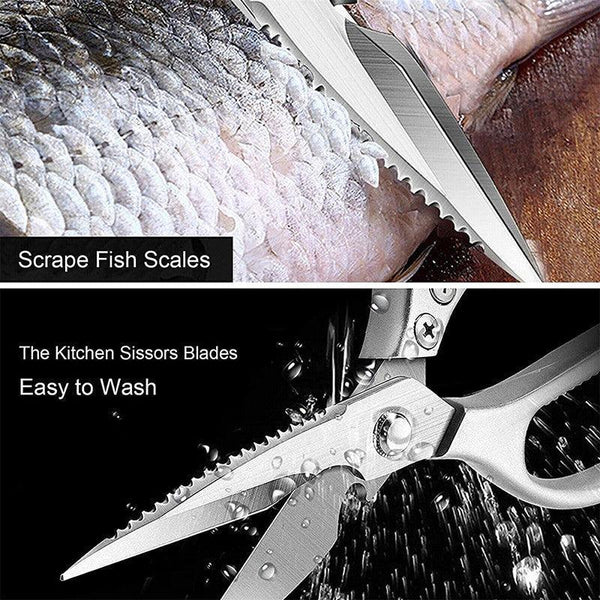 2X Japanese Heavy Duty Stainless Steel Kitchen Scissors Shears Fish Chicken Bone 2Pcs Silver Other Kitchen Gadgets