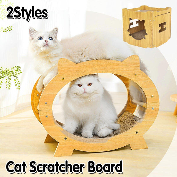 Durable Cat Scratcher Lounge Corrugated Scratching Wood Board Oval Furniture & Scratchers