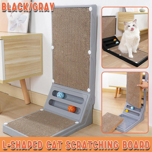 L Shaped Cat Scratching Board Vertical Claw Toy Scratcher For Pet Playtime Grey Furniture & Scratchers