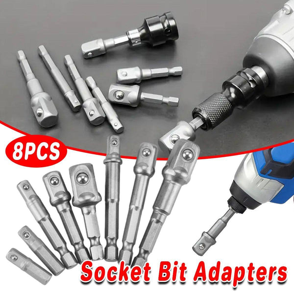 8Pcs Hex Shank Socket Adapter Set 1/4 3/8 1/2 Inch Impact Driver Drill Bits