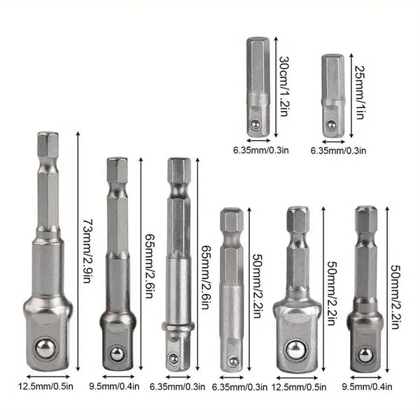 8Pcs Hex Shank Socket Adapter Set 1/4 3/8 1/2 Inch Impact Driver Drill Bits