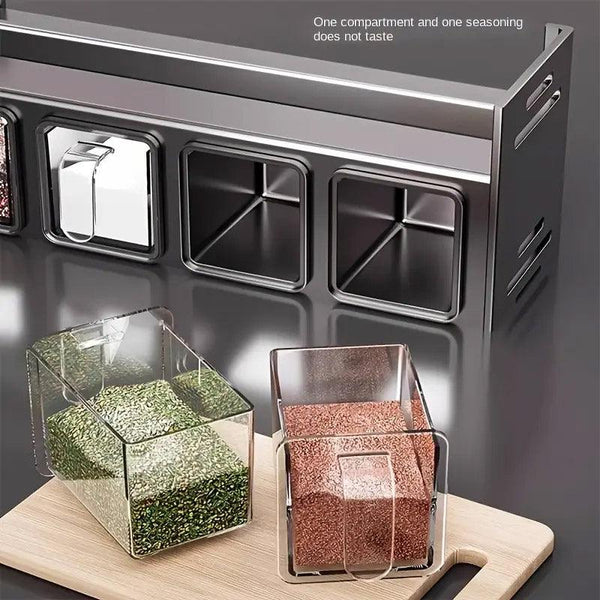 Wall Mounted Kitchen Spice Box Shelf Multifunctional Organiser For Herbs Spices 3 Grids Spice Jars & Racks