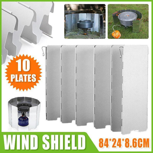 10 Plates Foldable Aluminum Camping Cooker Wind Shield For Bbq Stove Other Camping Cooking Supplies