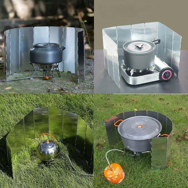 10 Plates Foldable Aluminum Camping Cooker Wind Shield For Bbq Stove Other Camping Cooking Supplies