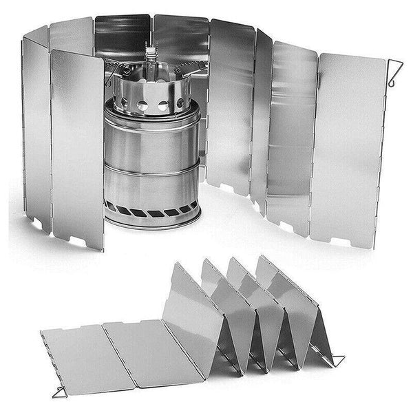 10 Plates Foldable Aluminum Camping Cooker Wind Shield For Bbq Stove Other Camping Cooking Supplies