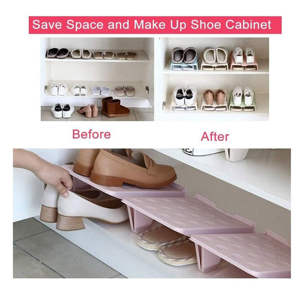 5Pcs Double Layer Shoe Rack Simple Storage Organizer Space Saving Holder Blue Shoe Racks