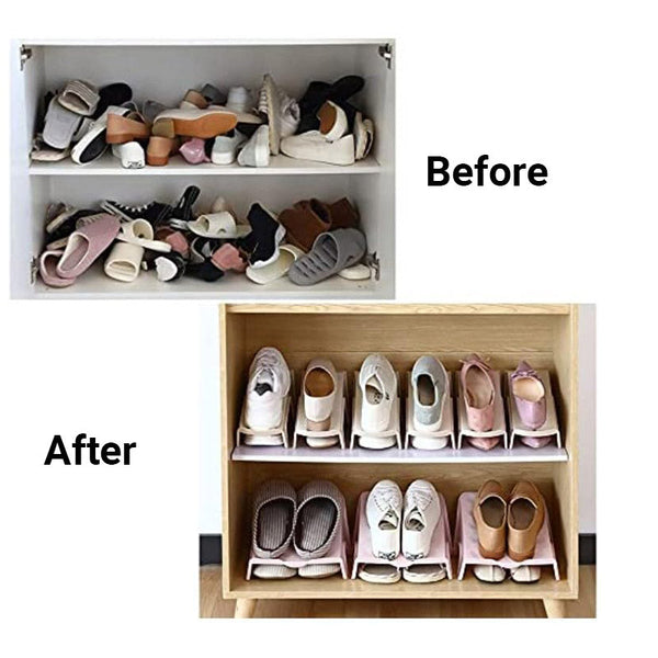 5Pcs Double Layer Shoe Rack Simple Storage Organizer Space Saving Holder Blue Shoe Racks