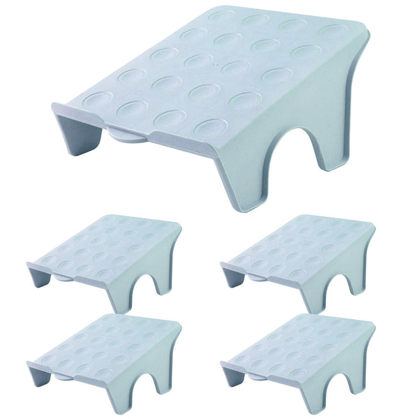 5Pcs Double Layer Shoe Rack Simple Storage Organizer Space Saving Holder Blue Shoe Racks