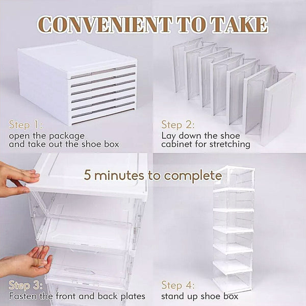 Easy Assemble Shoe Box Foldable Rack 3/6 Layers Storage Transparent Drawers Tier Shoe Racks