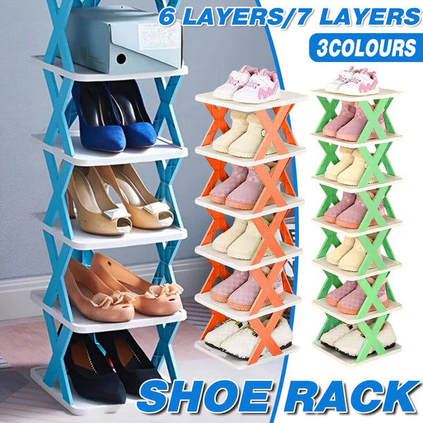 6/7 Tier Shoe Rack Space Saving Small Cabinet Storage Shelf Organizer Orange Layer Shoe Racks