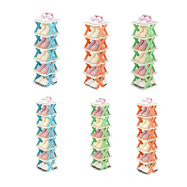 6/7 Tier Shoe Rack Space Saving Small Cabinet Storage Shelf Organizer Orange Layer Shoe Racks