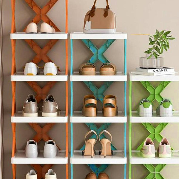 6/7 Tier Shoe Rack Space Saving Small Cabinet Storage Shelf Organizer Orange Layer Shoe Racks