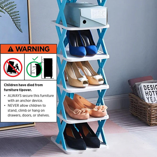6/7 Tier Shoe Rack Space Saving Small Cabinet Storage Shelf Organizer Orange Layer Shoe Racks