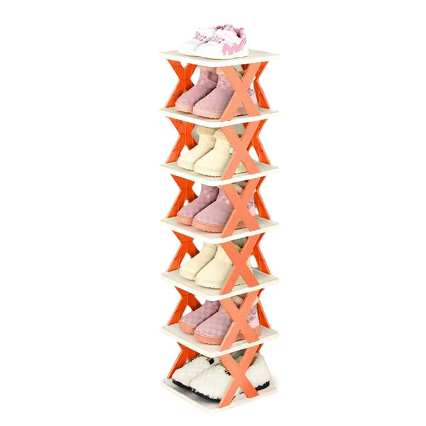 6/7 Tier Shoe Rack Space Saving Small Cabinet Storage Shelf Organizer Orange Layer Shoe Racks