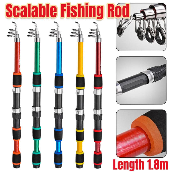 Telescopic Fishing Rod Lightweight Portable Sea Casting Durable Glass Steel Red Rods & Poles