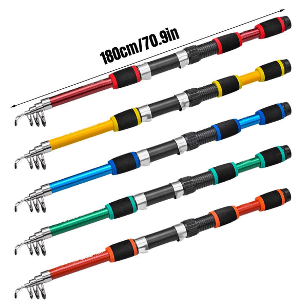 Telescopic Fishing Rod Lightweight Portable Sea Casting Durable Glass Steel Red Rods & Poles