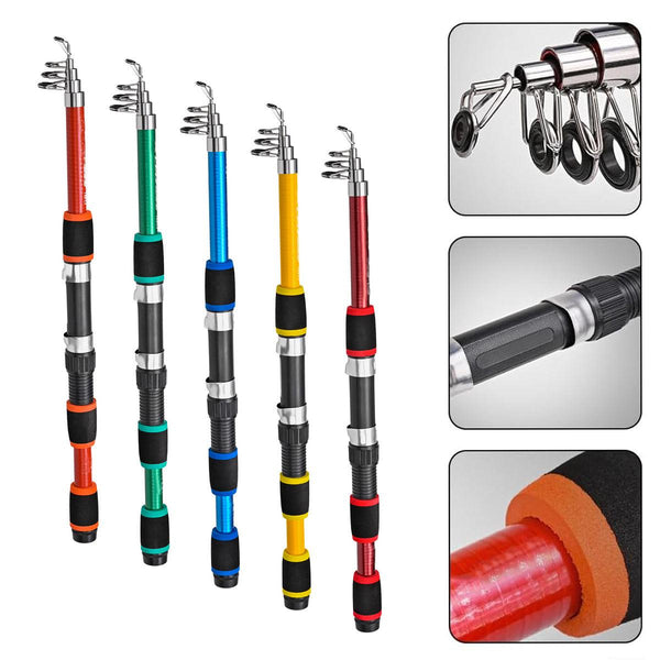 Telescopic Fishing Rod Lightweight Portable Sea Casting Durable Glass Steel Red Rods & Poles
