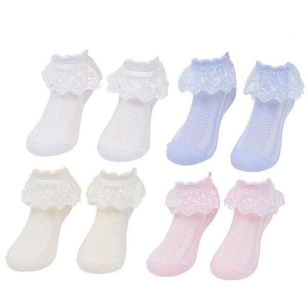 Lace Ruffle Frilly Short For Girls Ankle Length M Size Fits 4 6 Years Blue Socks