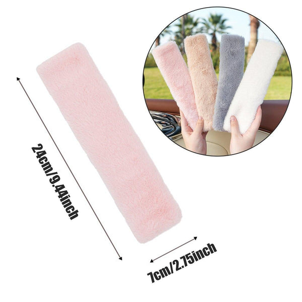 Winter Plush Shoulder Strap Cover Neck Cushion Pad For Comfortable Car Travel 2Pcs Milk Tea Seat & Posture Cushions