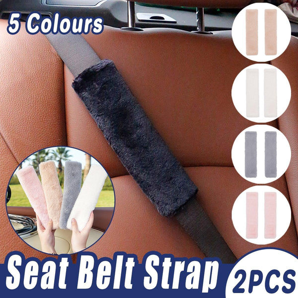 Winter Plush Shoulder Strap Cover Neck Cushion Pad For Comfortable Car Travel 2Pcs White Seat & Posture Cushions