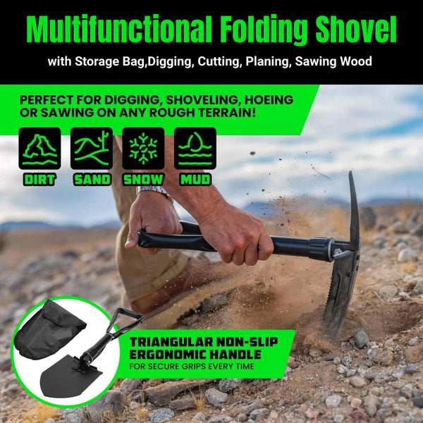 Folding Survival Shovel Outdoor Camping Emergency Tool For Hiking Fishing Rescue Gear Other Emergency Equipment