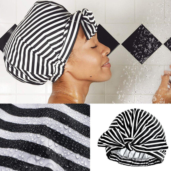 Woman Shower Cap Reusable Long Hair Large Turban Bathroom Waterproof Streak Other Shower & Bath Accessories