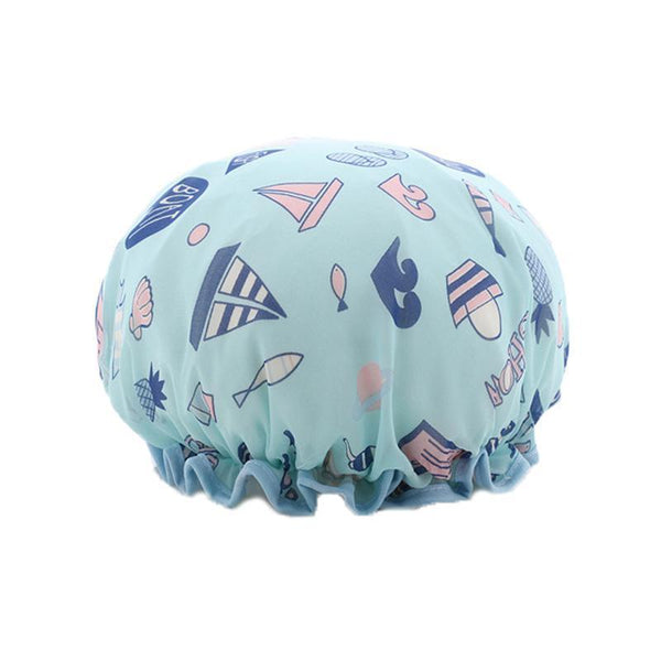 Double Layer Lux Shower Cap Bath Hat Hair Care Women Sleep Waterproof Reusable Dark Blue Other Shower & Bath Accessories