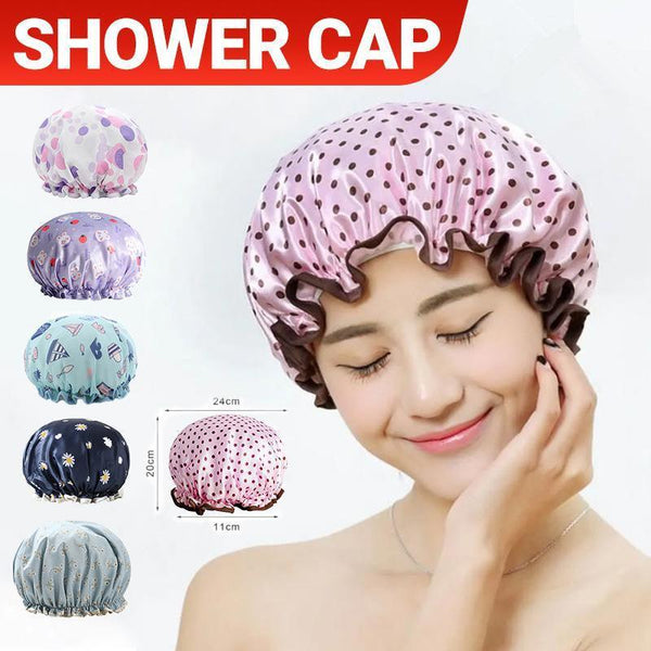 Double Layer Lux Shower Cap Bath Hat Hair Care Women Sleep Waterproof Reusable Purple Other Shower & Bath Accessories