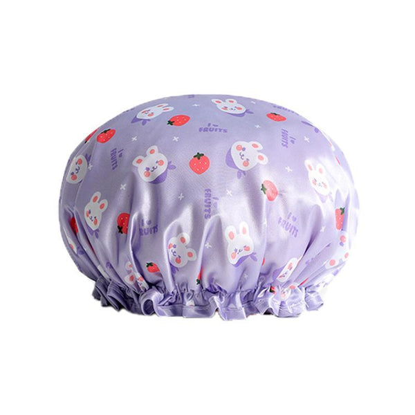Double Layer Lux Shower Cap Bath Hat Hair Care Women Sleep Waterproof Reusable Purple Other Shower & Bath Accessories