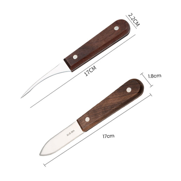 2Pcs Shrimp Deveiner And Shellfish Opener Knife Set Stainless Steel Wood Handle Other Kitchen Gadgets