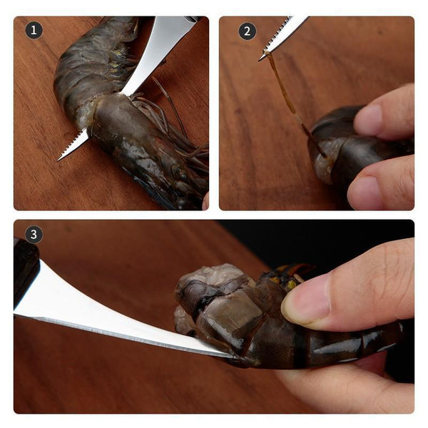 2Pcs Shrimp Deveiner And Shellfish Opener Knife Set Stainless Steel Wood Handle Other Kitchen Gadgets