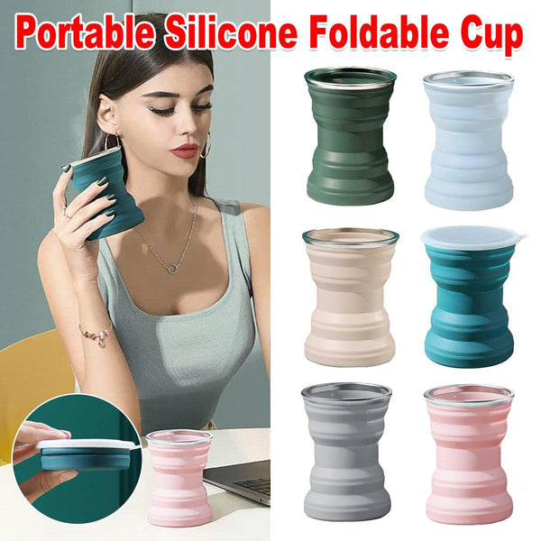 Silicone Folding Travel Mug Portable Retractable Collapsible Outdoor Camping Grey Lake Blue Vacuum Flasks & Mugs