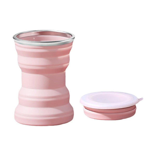 Silicone Folding Travel Mug Portable Retractable Collapsible Outdoor Camping Sakura Pink Vacuum Flasks & Mugs