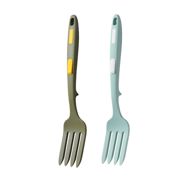2Pcs Silicone Heat Resistant Flexible Cooking Dishwasher Safe Kitchen Blue Green Forks
