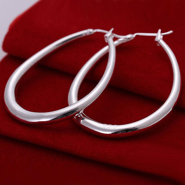 Elegant Teardrop Silver Filled Hoop 41Mm Lightweight Fashion Jewelry Earrings