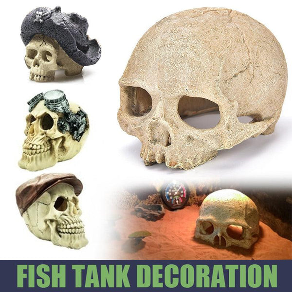 Artificial Fake Skull Head Bone Aquarium Ornament Fish Tank Decoration Hat Aquariums