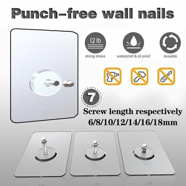 10X Punch Free Adhesive Wall Hanging Hooks 16Mm Hooks & Hangers