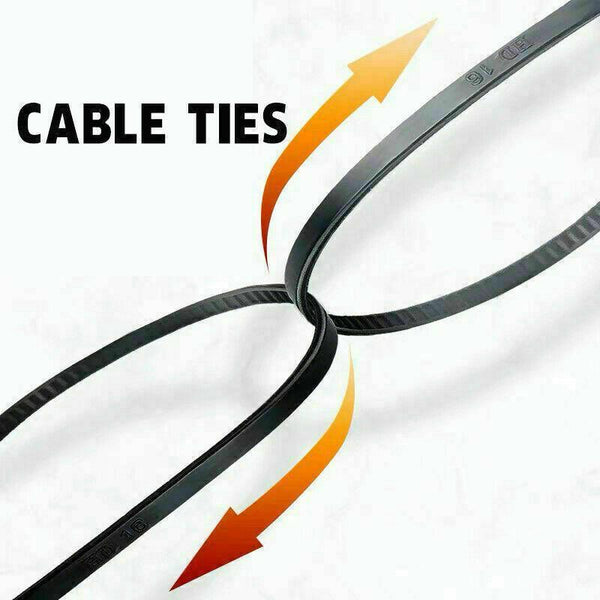 250X Cable Ties Zip Nylon Uv Stabilised Black 3.5*300Mm Cable Ties & Organisers